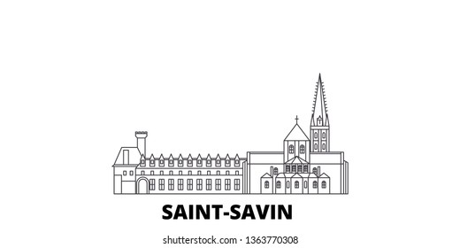 France, Saint Savin line travel skyline set. France, Saint Savin outline city vector illustration, symbol, travel sights, landmarks.