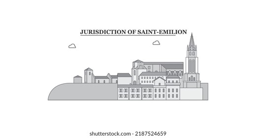 France, Saint-Emilion city skyline isolated vector illustration, icons