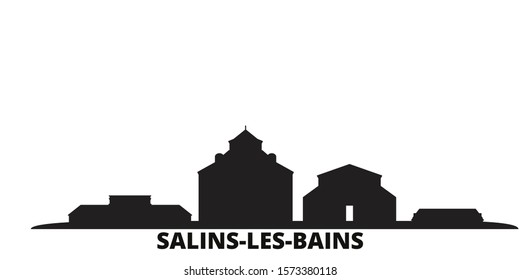 France, Salins Les Bains city skyline isolated vector illustration. France, Salins Les Bains travel black cityscape