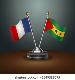 A tabela França e São Tomé e Príncipe sinaliza a relação com o plano de fundo gradiente. Ilustração de vetor