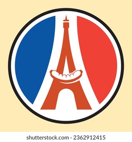 France sausage logo. Logo for a typical French food restaurant, especially beef sausages.  Very familiar with tempting French food, the Eiffel Tower is as delicious as its sausages and food.  