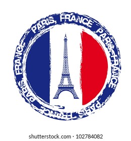 france seal with eiffel tower isolated over white background. vector