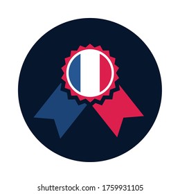 france seal stamp with ribbon block and flat style icon design, Bastille day and french theme Vector illustration