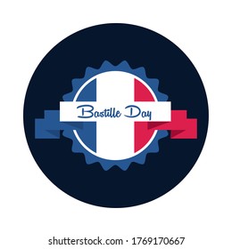 france seal stamp with ribbon block and flat style icon design, Bastille day and french theme Vector illustration