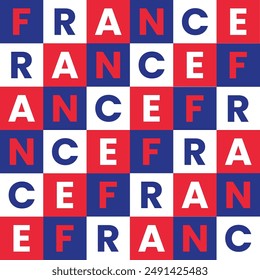 France seamless pattern with a blue, white and red plaid background like the colors of the French flag