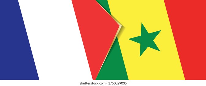 Banderas de Francia y Senegal, dos banderas vectoriales símbolo de relación o enfrentamiento.