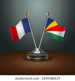 La tabla de Francia y Seychelles marca la relación con el fondo de gradiente. Ilustración vectorial