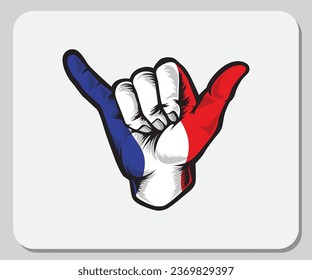 France Shaka Hand Good Vibes Flag