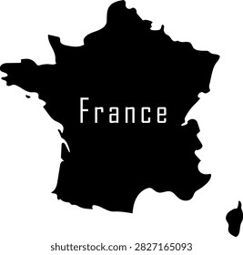 France Silhouette Map Vector Isolated on Transparent Background