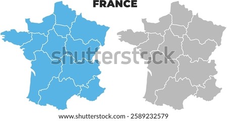 France simple maps flat illustration