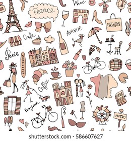 France sketch, seamless pattern for your design