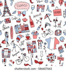 France sketch, seamless pattern for your design