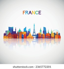 France skyline silhouette in colorful geometric style. Symbol for your design. Vector illustration.