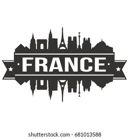 France Skyline Silhouette Design City Vector Art