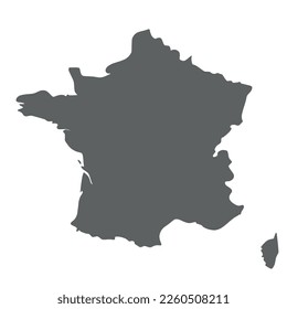 France - smooth grey silhouette map of country area. Simple flat vector illustration.