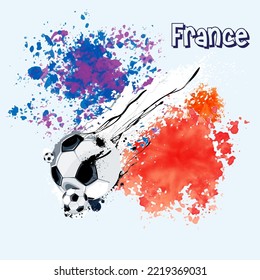 France Soccer banner on top of watercolor splash