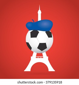 France Soccer / Football Background. Creative Vector Illustration. Ball In Cap.