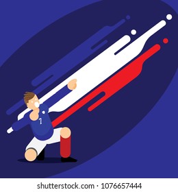 France soccer player dab celebration template design with flat character design