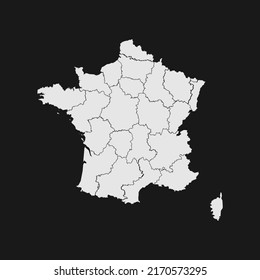 france soft white map with black detail and background