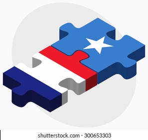 France and Somalia Flags in puzzle isolated on white background
