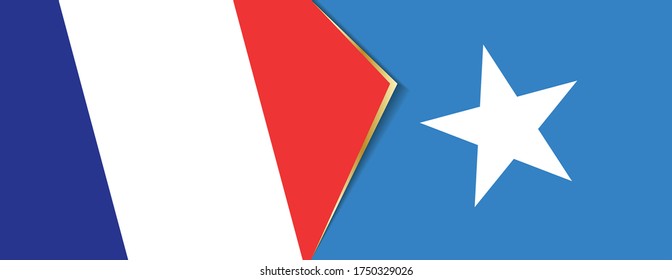 Banderas de Francia y Somalia, dos banderas vectoriales símbolo de relación o enfrentamiento.