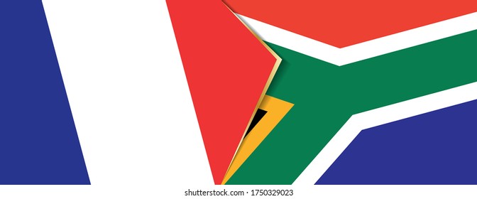 France and South Africa flags, two vector flags symbol of relationship or confrontation.