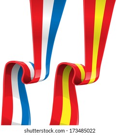 france and spain ribbon flag 