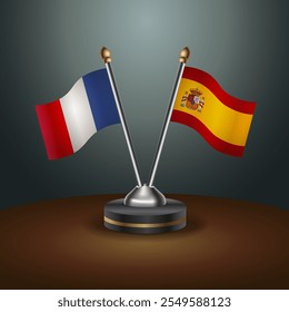 A tabela França e Espanha sinaliza a relação com o plano de fundo do gradiente. Ilustração de vetor