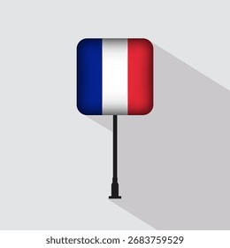 Ilustración vectorial de poste de bandera cuadrada de Francia