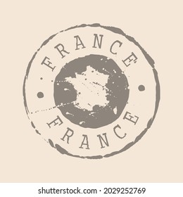 France Stamp Postal. Map Silhouette rubber Seal.  Design Retro Travel. Seal of Map France grunge  for your design.  EPS10.