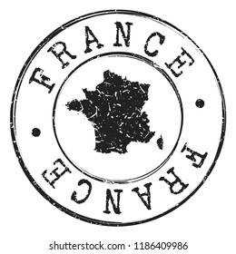 France Stamp Silhouette Map. Postal Passport Stamp Round Vector Icon Design.