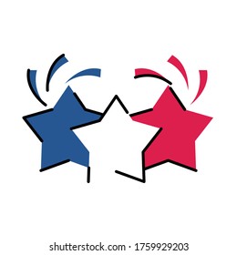 france stars line and fill style icon design, Bastille day and french theme Vector illustration