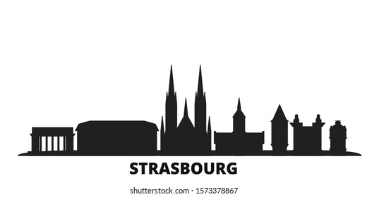 France, Strasbourg city skyline isolated vector illustration. France, Strasbourg travel black cityscape