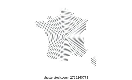 Francia Mapa de puntos de semitono estilizado con patrón circular concéntrico