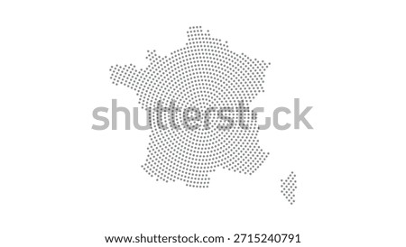 France Stylized halftone dot map with concentric circular pattern