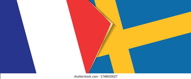 Banderas de Francia y Suecia, dos banderas vectoriales símbolo de relación o enfrentamiento.