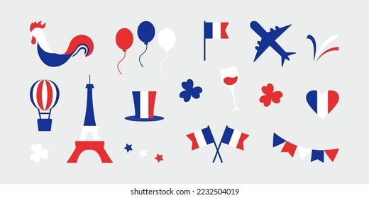 France symbol vector icon, french set, country flag. Blue, white and red colors. National illustration