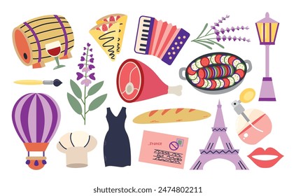 France symbols icons cliparts isolated illustrations vector set collection