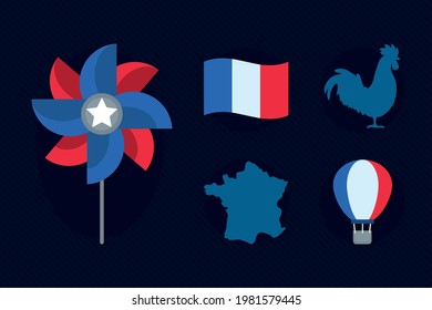 france symbols set on background