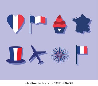 france symbols set on background