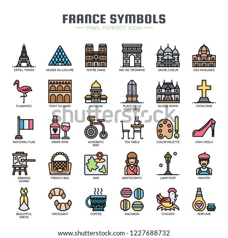 France Symbols , Thin Line and Pixel Perfect Icons