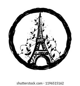 France t shirt design. Eiffel Tower illustration