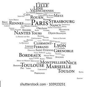 France tag cloud of largest cities