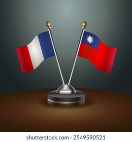 A tabela França e Taiwan sinaliza a relação com o plano de fundo gradiente. Ilustração de vetor