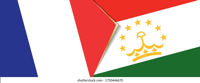 France and Tajikistan flags, two vector flags symbol of relationship or confrontation.