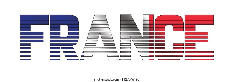 France Text with Flag Colors 