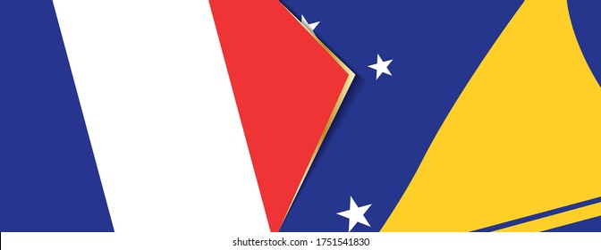 France and Tokelau flags, two vector flags symbol of relationship or confrontation.