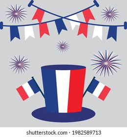 france top hat and pennants illustration