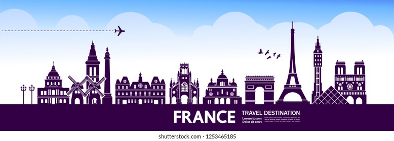 France Travel Destination Vector illustration.