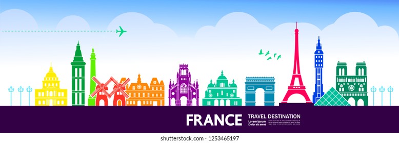 France Travel Destination Vector illustration.